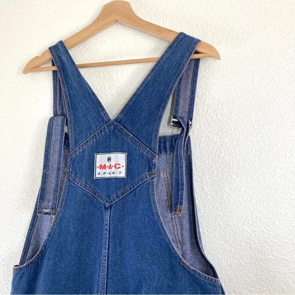 Mac Sport Overall Bib Carpenter Jeans Mens XL Denim Made in Hong Kong